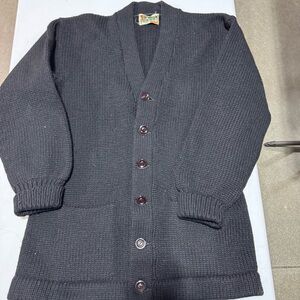 Vintage Princeton Navy 6 Button V-Neck Wool Varsity Cardigan. Unisex Size Small